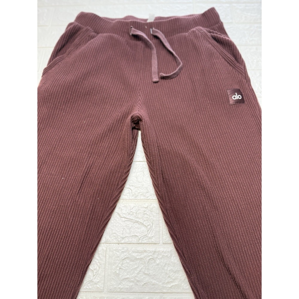 Alo Yoga Muse Sweatpants Womens Large Mauve Pink Ribbed Knit Jogger Lounge Pants